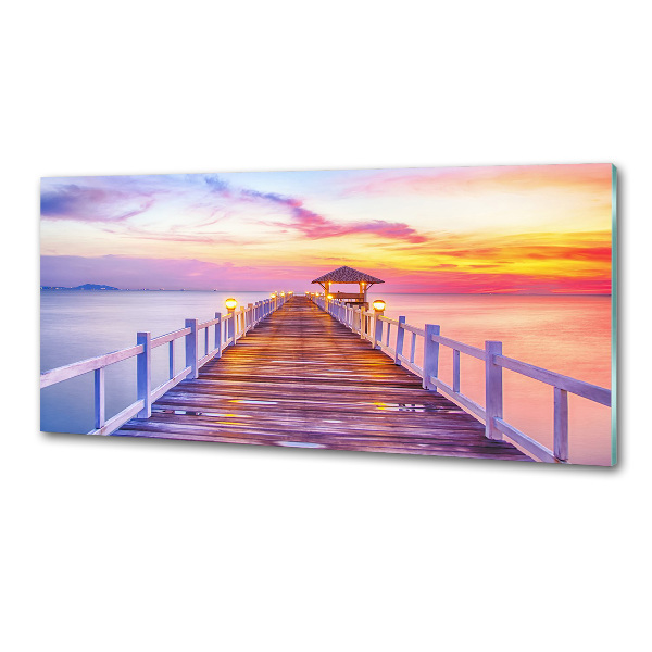 Pannello paraschizzi cucina con motivo molo in legno