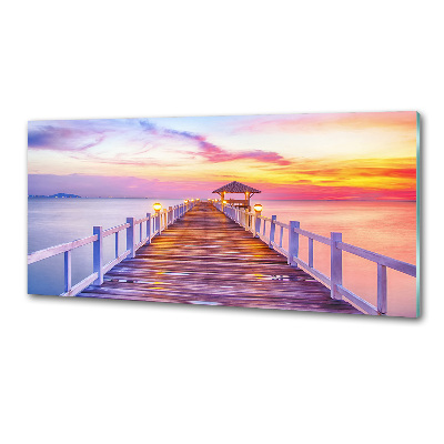 Pannello paraschizzi cucina con motivo molo in legno