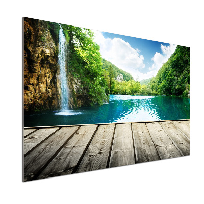 Rivestimento parete cucina con motivo «Cascata nella foresta»