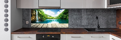 Rivestimento parete cucina con motivo «Cascata nella foresta»