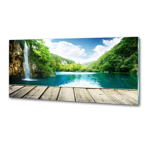 Rivestimento parete cucina con motivo «Cascata nella foresta»