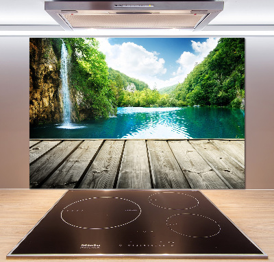 Rivestimento parete cucina con motivo «Cascata nella foresta»