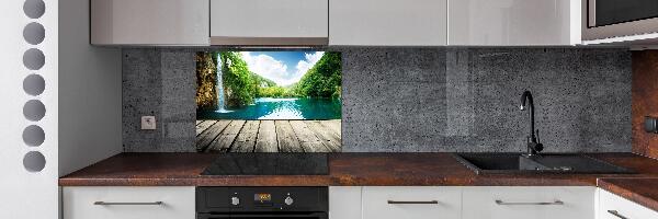 Rivestimento parete cucina con motivo «Cascata nella foresta»