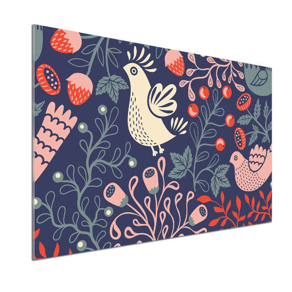 Pannello retrocucina con motivo di piante e gufetti