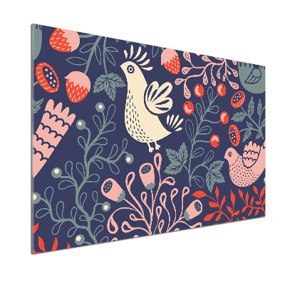 Pannello retrocucina con motivo di piante e gufetti