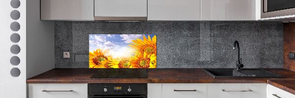 Pannello retrocucina con stampa di girasoli
