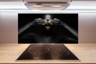 Pannello retrocucina con stampa raffigurante una donna in nero