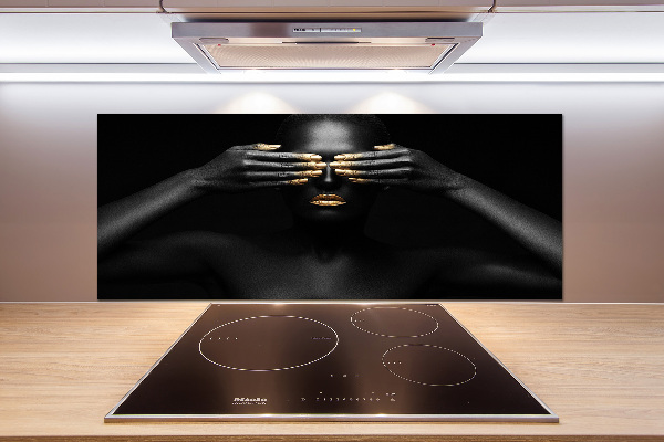 Pannello retrocucina con stampa raffigurante una donna in nero