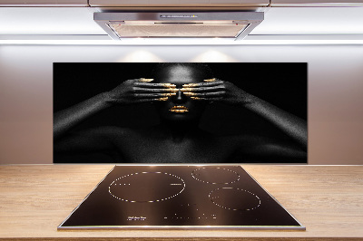 Pannello retrocucina con stampa raffigurante una donna in nero