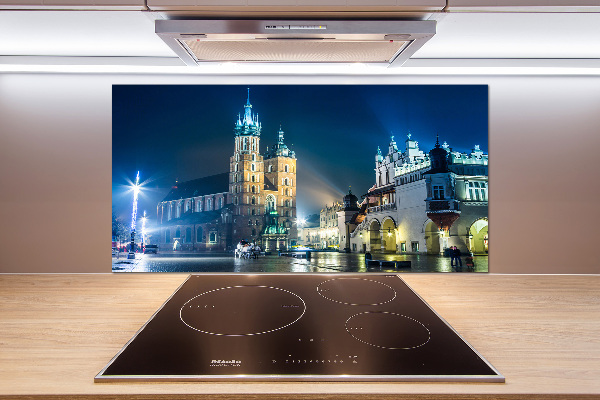 Rivestimento parete cucina con motivo Cracovia di notte