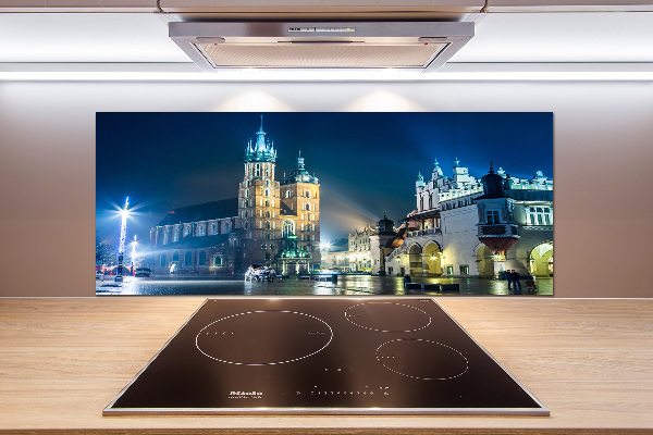 Rivestimento parete cucina con motivo Cracovia di notte