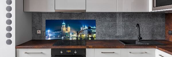 Rivestimento parete cucina con motivo Cracovia di notte