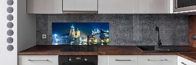 Rivestimento parete cucina con motivo Cracovia di notte