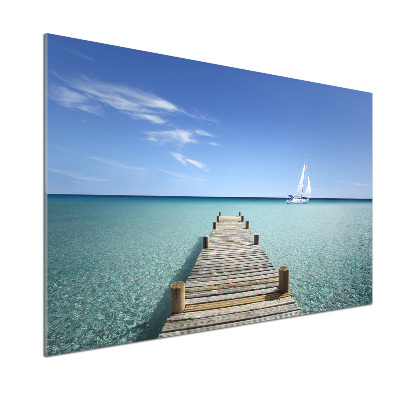 Pannello paraschizzi cucina con motivo a molo in legno