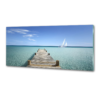 Pannello paraschizzi cucina con motivo a molo in legno