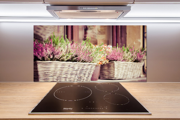 Rivestimento parete cucina con motivo lavanda in vaso