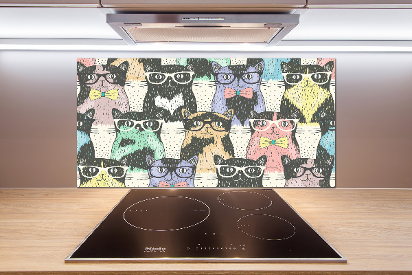 Rivestimento parete cucina con stampa di gatti con gli occhiali