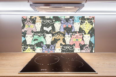 Rivestimento parete cucina con stampa di gatti con gli occhiali