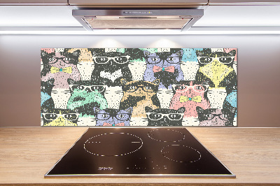 Rivestimento parete cucina con stampa di gatti con gli occhiali