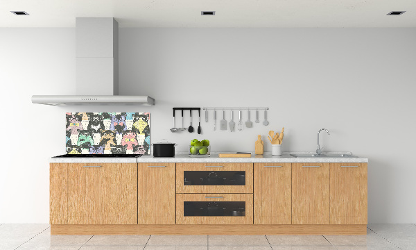 Rivestimento parete cucina con stampa di gatti con gli occhiali