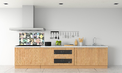 Rivestimento parete cucina con stampa di gatti con gli occhiali