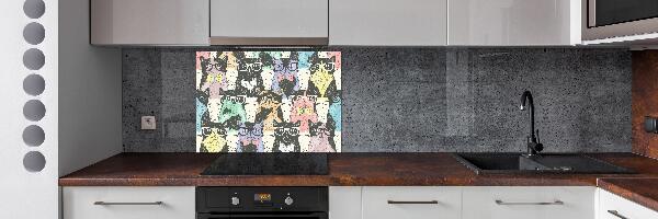Rivestimento parete cucina con stampa di gatti con gli occhiali