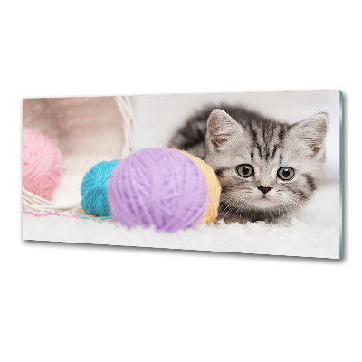 Pannello retrocucina con stampa di un gatto che gioca con gomitoli