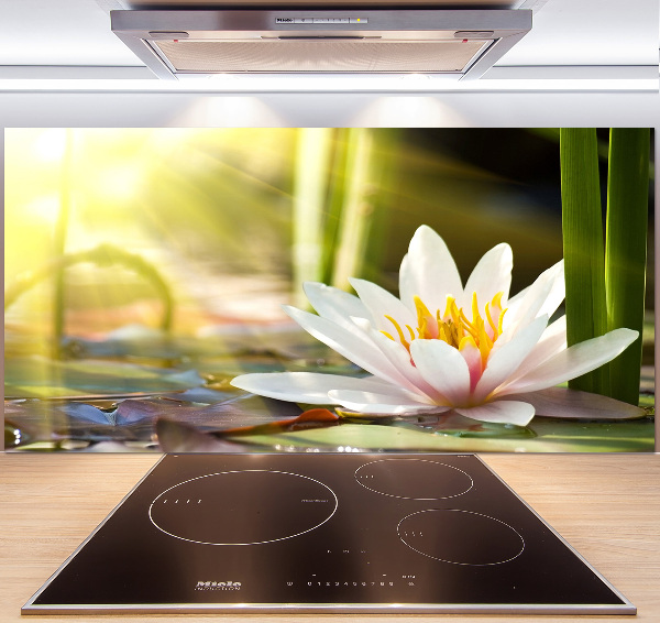 Pannello retrocucina con decorazione Ninfea