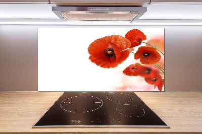 Pannello paraschizzi cucina con decoro papaveri