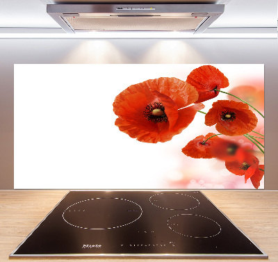 Pannello paraschizzi cucina con decoro papaveri
