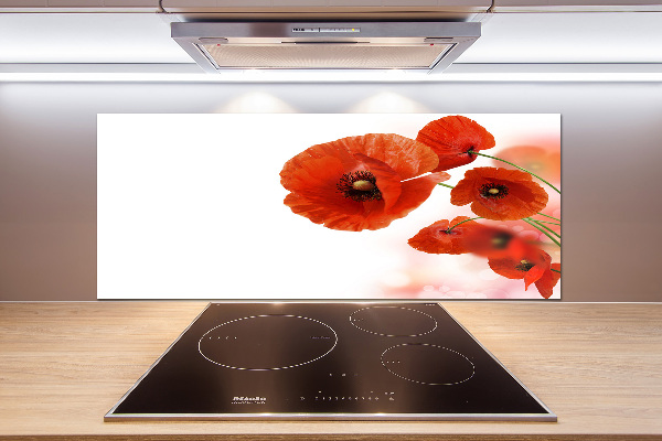 Pannello paraschizzi cucina con decoro papaveri