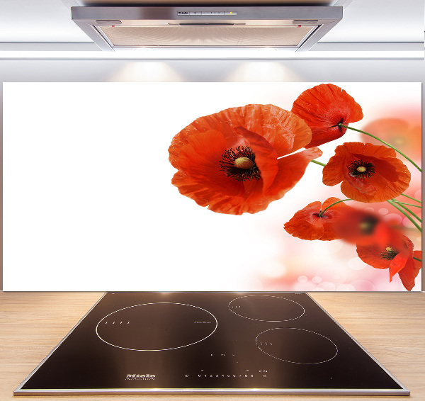 Pannello paraschizzi cucina con decoro papaveri
