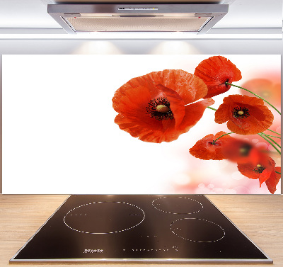 Pannello paraschizzi cucina con decoro papaveri