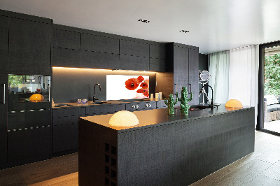 Pannello paraschizzi cucina con decoro papaveri