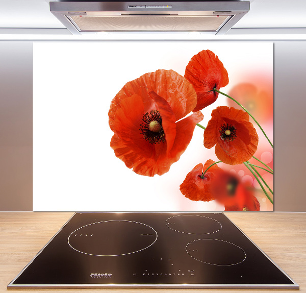 Pannello paraschizzi cucina con decoro papaveri