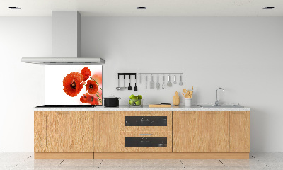 Pannello paraschizzi cucina con decoro papaveri
