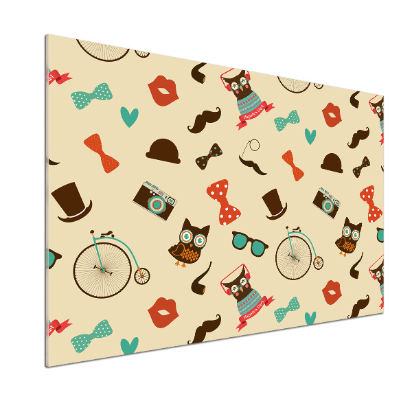 Pannello retrocucina con motivo di gufi in stile hipster