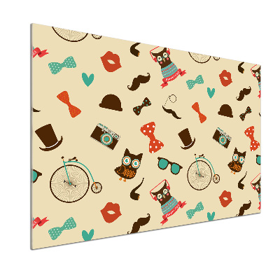 Pannello retrocucina con motivo di gufi in stile hipster