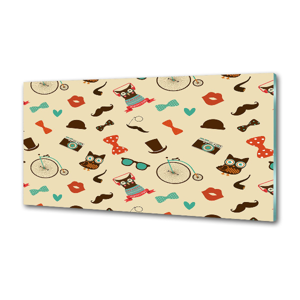 Pannello retrocucina con motivo di gufi in stile hipster