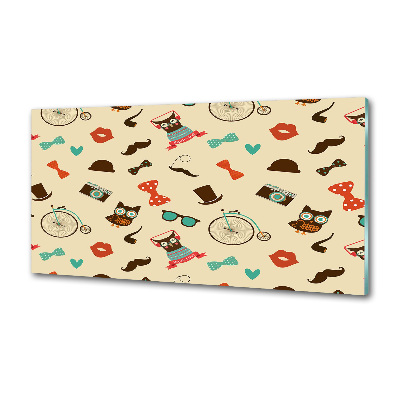 Pannello retrocucina con motivo di gufi in stile hipster