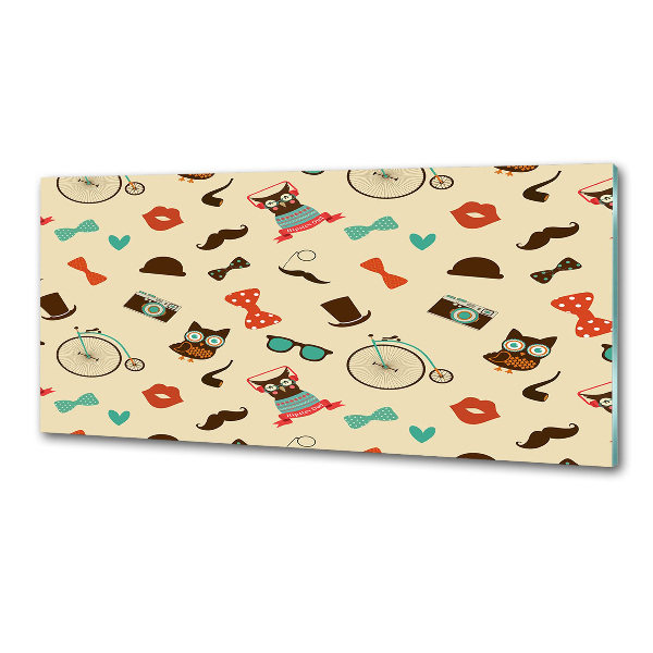 Pannello retrocucina con motivo di gufi in stile hipster