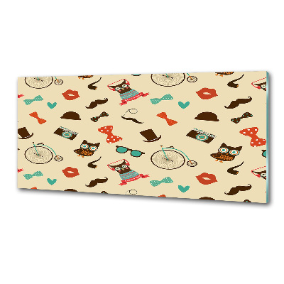 Pannello retrocucina con motivo di gufi in stile hipster