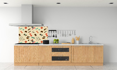 Pannello retrocucina con motivo di gufi in stile hipster