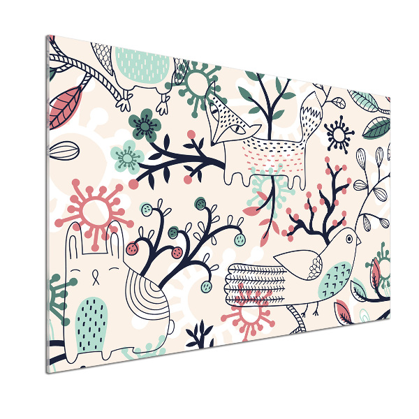 Pannello retrocucina con motivo di animali e fiori