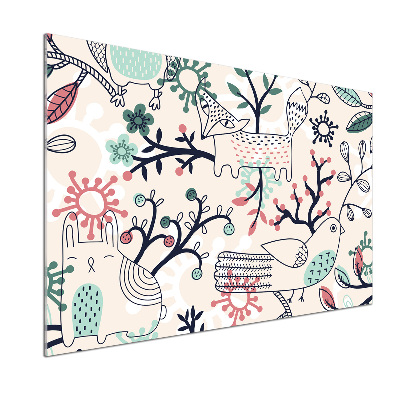 Pannello retrocucina con motivo di animali e fiori