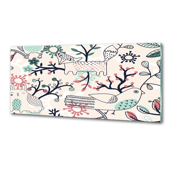 Pannello retrocucina con motivo di animali e fiori