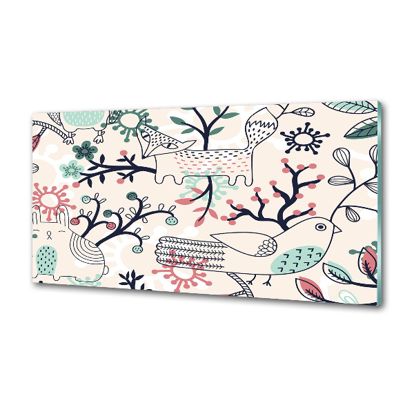 Pannello retrocucina con motivo di animali e fiori