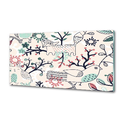 Pannello retrocucina con motivo di animali e fiori