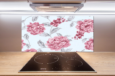 Rivestimento parete cucina con motivo di peonie