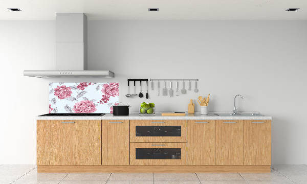 Rivestimento parete cucina con motivo di peonie